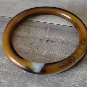 Brown Jade Bangle Bracelet Small